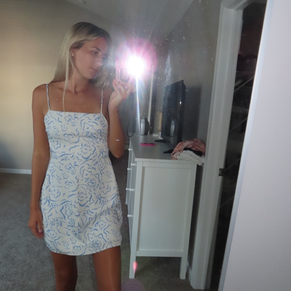 Alex mini dress in Matisse Blue and White Patterned Dress